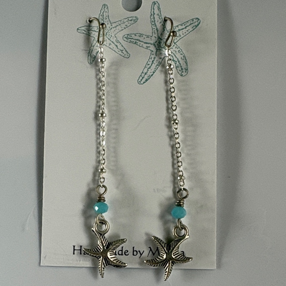Silver Starfish Dangle Earrings